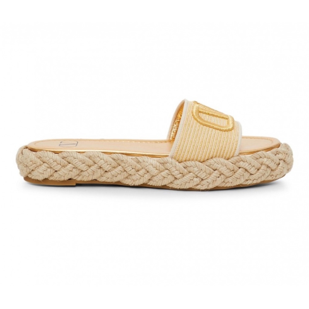 Valentino V Logo embroidered espadrille slides